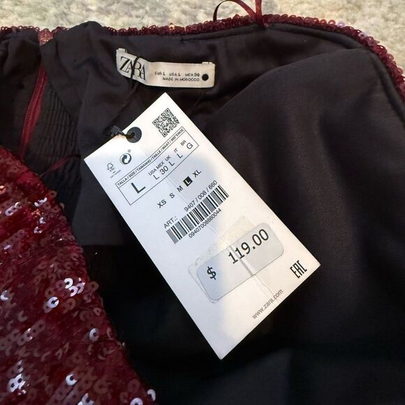 Sequin Strapless Burgundy Dress from Zara - Picture 3 of 6